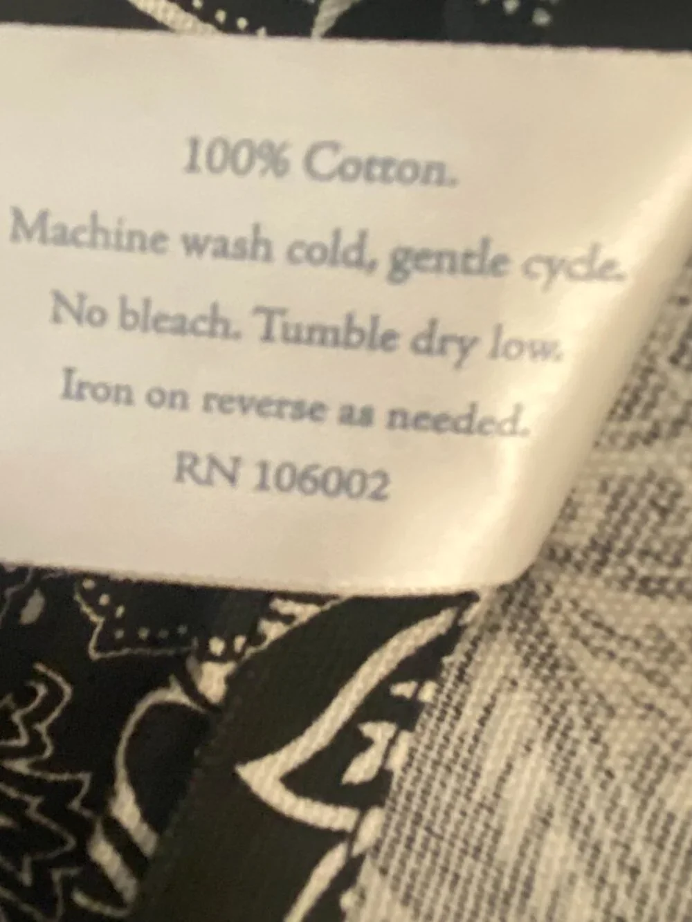 Ridgefield Home Black Paisley Cotton Tablecloth 61 x 82” Never Used